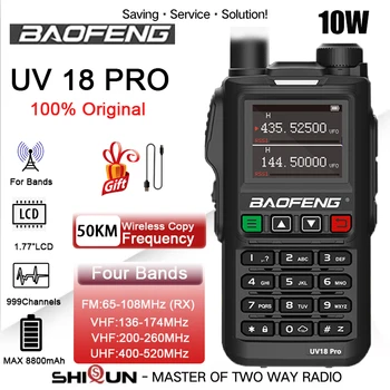 Baofeng UV18 Pro fekete walkie talkie Nagy hatótávolságú 4 sáv 999 csatornás kétirányú rádió Erőteljes UV18i/H UV-G28 kézi adó-vevő