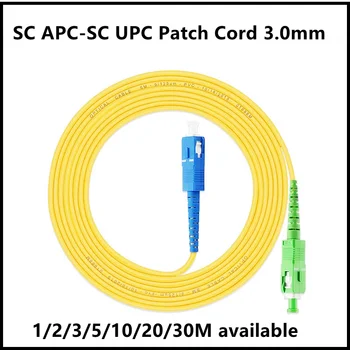 5 DB FTTH száloptikai patch kábel SC / APC-SC / UPC kábelátmérő 3.0mm SM optikai szálas kábel jumper 1/2/3/5/10/20/30M kapható