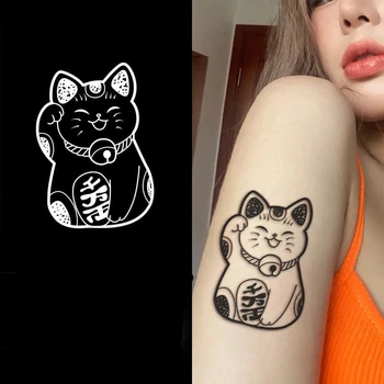 Aranyos japán anime Lucky Cat Art vízálló gyümölcslé tetoválás matricák nőnek férfi szerencse macska test ideiglenes tetováló kar nagykereskedelem