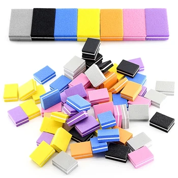 100db színes körömpuffer 100/180 Mini körömreszelő blokk négyzet alakú kétoldalas szivacs