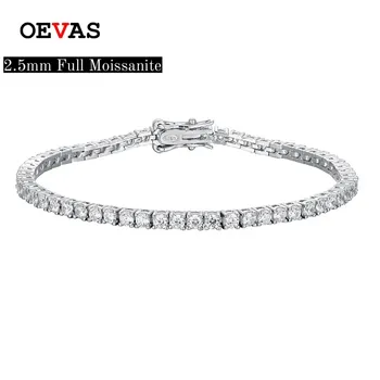 OEVAS 100% 925 Sterling Silver 2,5 mm-es teljes gyémánt teniszlánc nőknek Platina bevonatú cirkon ezüst karkötő Finom ékszerek