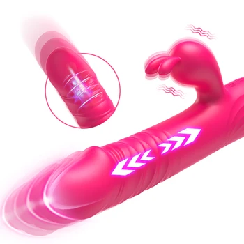 Nyúl vibrátor Teleszkópos rezgés G-pont csikló stimulátor Dildó vibrátorok Női mellbimbó maszturbáció Szex játékok nőknek