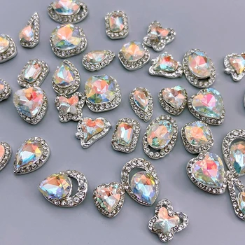 10 db kristály strassz világos színű luxus szuper fényes új ötvözet gyémánt intarziás négyzet alakú szív alakú köröm dekoráció