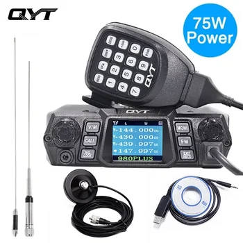 QYT KT-980 Plus járműre szerelhető rádió 75W VHF 136-174MHz UHF 400-480MHz kétsávos alap autó teherautó mobil rádióamatőr KT980 Plus