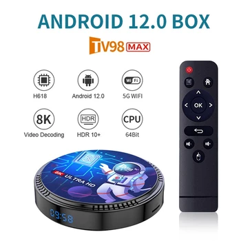 TV98MAX TV doboz 2G + 16G Allwinner H618 Android 12 Smart TV Box 2.4G + 5G WIFI + Blutooth5.0 H265 TV98 médialejátszó