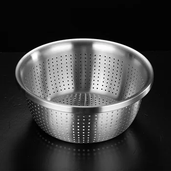 304 rozsdamentes acél vízelvezető kosár szűrőmedence rozsdamentes acél rizsszita konyhai eszközök Kültéri zöldségmosó eszközök