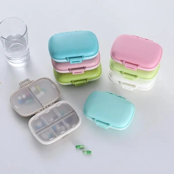 8 rácsok Tabletta doboz szervező Tartály tablettákhoz Utazás Kis tabletta doboz Búza szalma gyógyszer tartály Szervező dobozok