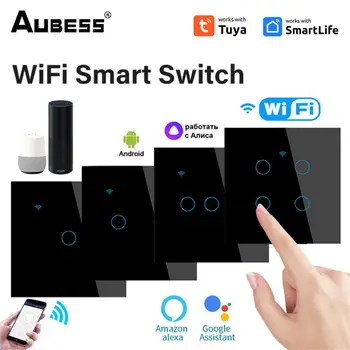 Wifi EU semleges vezetékkapcsoló Fényfal gomb Alkalmazásvezérlés időzítés Smart Touch kapcsoló Tuya Alexa és otthon 10a