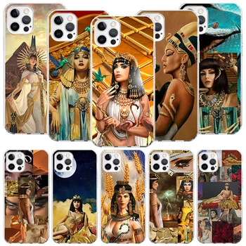 Fáraó ókori Egyiptom Kleopátra telefontok iPhone 11-hez 12 13 14 15 Pro XS XR X Max 7 8 Plus Mini + SE minta testreszabott Couqe