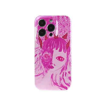 Creative Phone Case sötét Illustrator Pink Devil Girl IMD 2 az 1-ben iPhone 15-höz 14 13 12 11 Pro Max 8 7 Plus