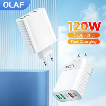 Olaf 120 W-os töltő USB C típusú töltő gyorstöltő QC3.0 PD USB C telefon töltő adapter iPhone 15 14 13 Xiaomi Samsung készülékhez