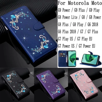 Sunjolly mobiltelefon tokok Motorola Moto G9 G8 G7 G6 Power Plus Play Lite 2018 tok tok tok Coque Flip pénztárca
