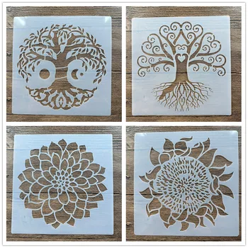 4db/set 20 * 20 cm DIY kézműves forma sablonok festésére bélyegzett fotóalbum dombornyomott papírkártya fára, falra Életfa
