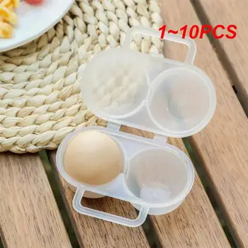 1 ~ 10DB 2 rácsos tojás műanyag tároló doboz konténer hordozható tojástartó kültéri kempinghez Piknik tojás doboz tok Konyhai hűtőszekrény