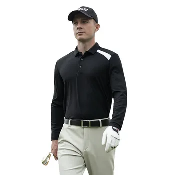 PGM Golf ruházat Férfi hosszú ujjú póló Őszi/téli sportruha Kontrasztpanel ruhák Póló ing Golf kellékek